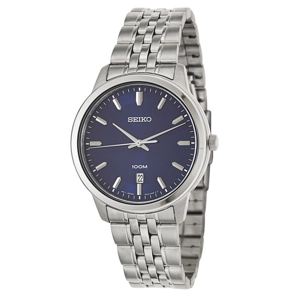 Shop Seiko Men's SUR029 Classic Blue Dial Stainless Steel Watch ...