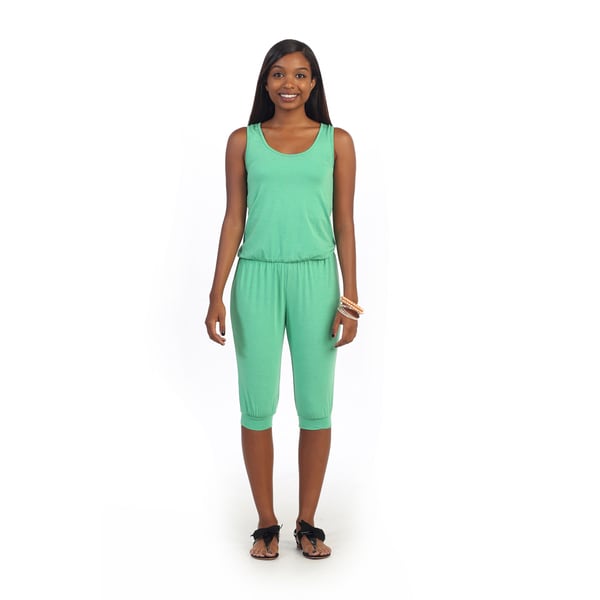 Hadari Womens Mint Sleeveless Capri Romper