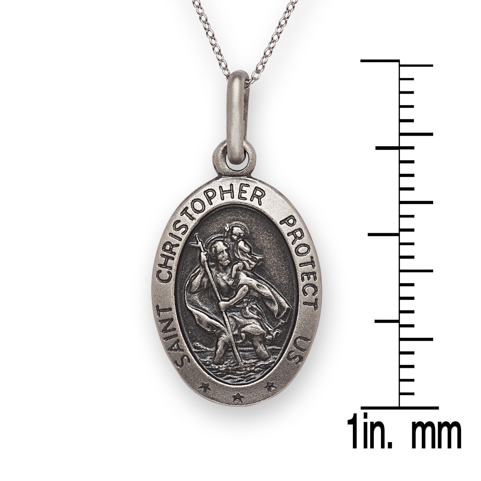 Sterling Silver Oval Double Sided St Christopher British Made