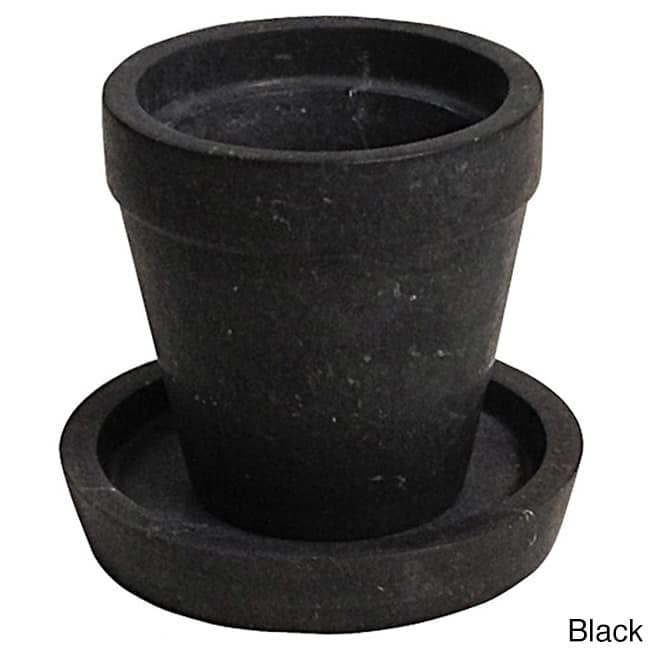 Natural Stone Flower Pot with Saucer