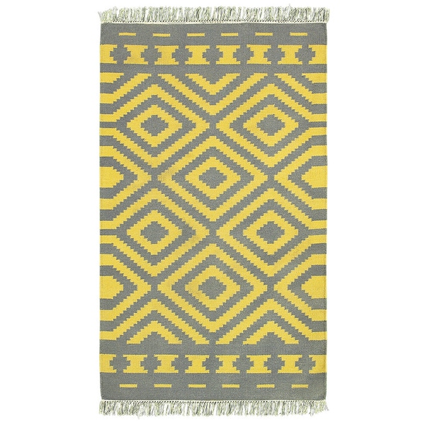 Shop LR Home Tribeca Grey/ Mustard Geometric Area Rug 7'9 x 9'9