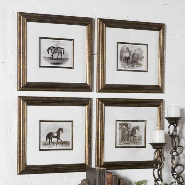 slide 1 of 1, Uttermost Horses Canvas Art (Set of 4) - White