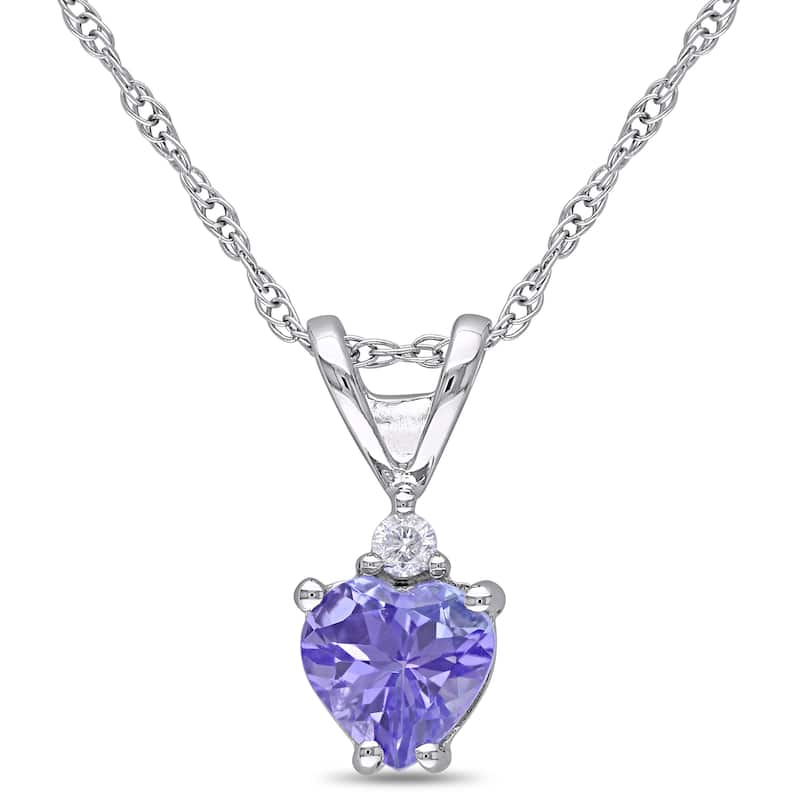 Miadora 10k White Gold Tanzanite and Diamond Accent Heart Necklace