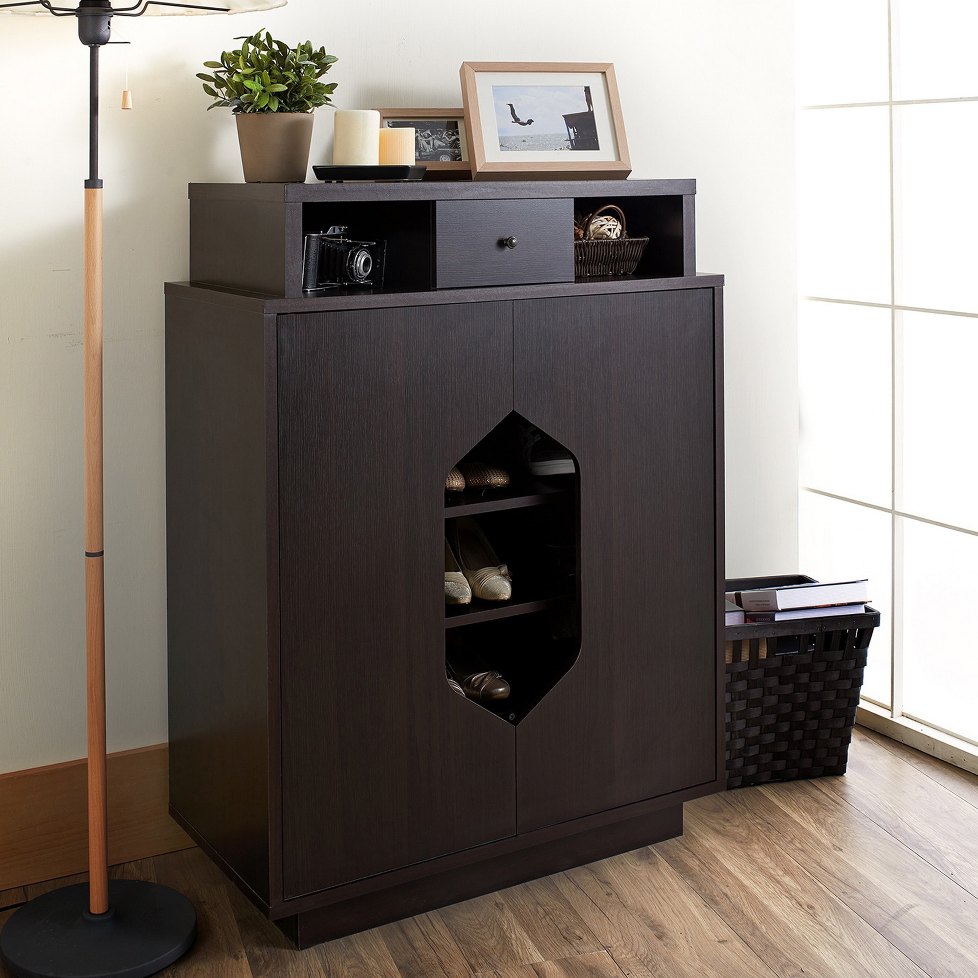 Shop Furniture Of America Gis Modern Espresso 1 Drawer Shoe