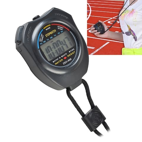 INSTEN Black LCD Digital Stopwatch with Neck Strap for Workout