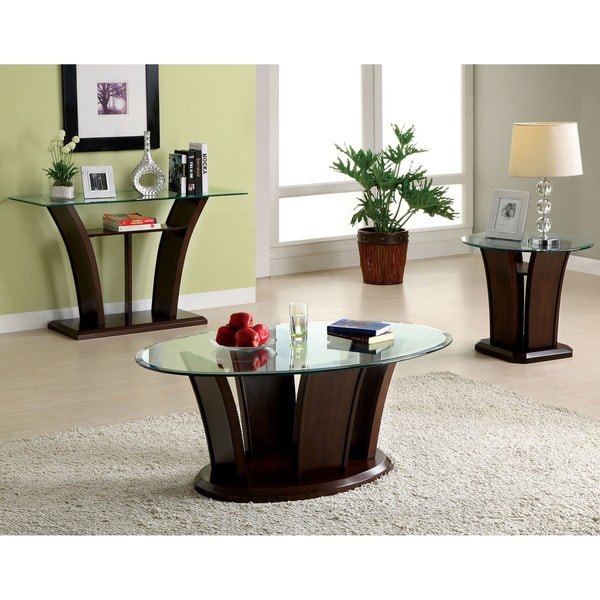 Adrian Transitional Dark Cherry 3-piece Accent Table Set by FOA