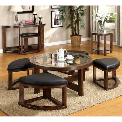 Furniture of America Kame Transitional Walnut 3-piece Accent Table Set