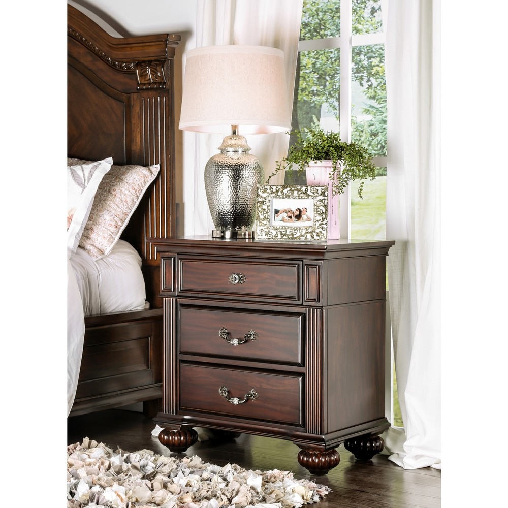 3 drawer deals nightstand dark brown