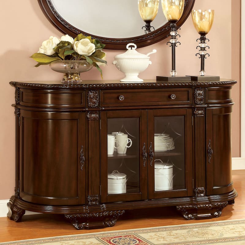 Furniture of America Kova Traditional Cherry Solid Wood 6-shelf Server