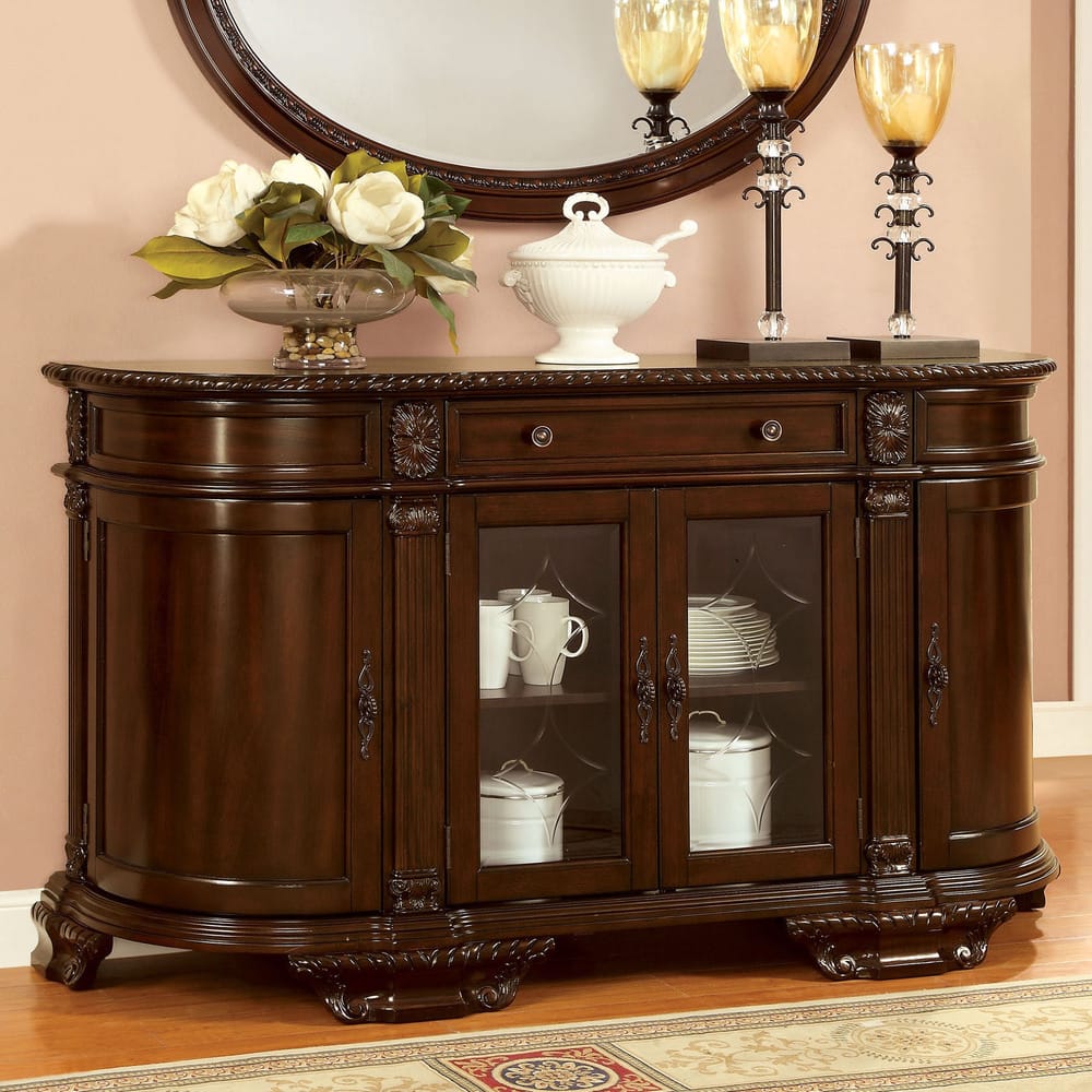 Furniture of America Kova Traditional Cherry Solid Wood 6-shelf Server