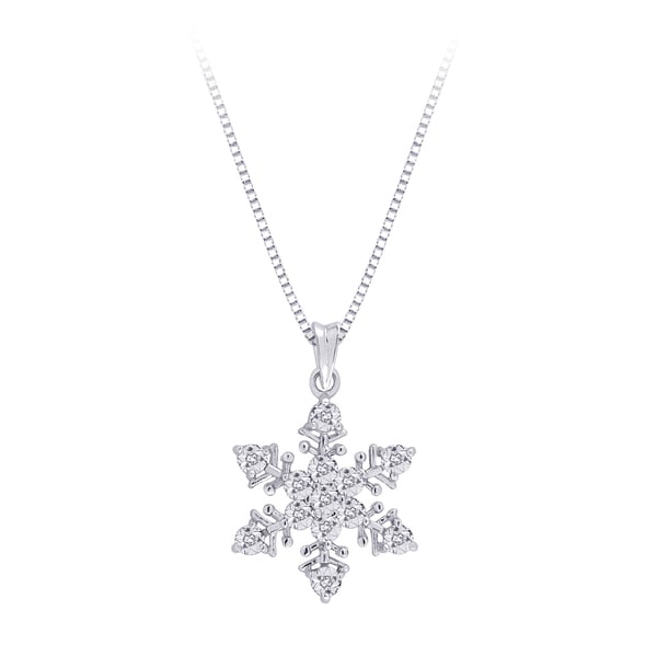 Shop Sterling Silver Diamond Snowflake Pendant Necklace - On Sale ...
