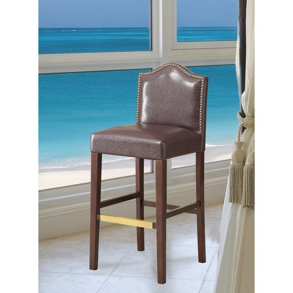 Shop Linon Chateau Blackberry Bar Stool, Nail Head Trim Free Shipping