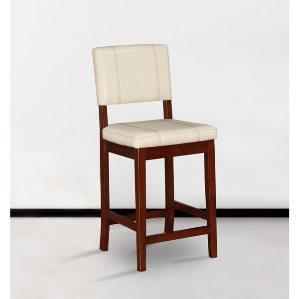 Shop Linon Lombardy Counter Stool with Cream Vinyl Free Shipping