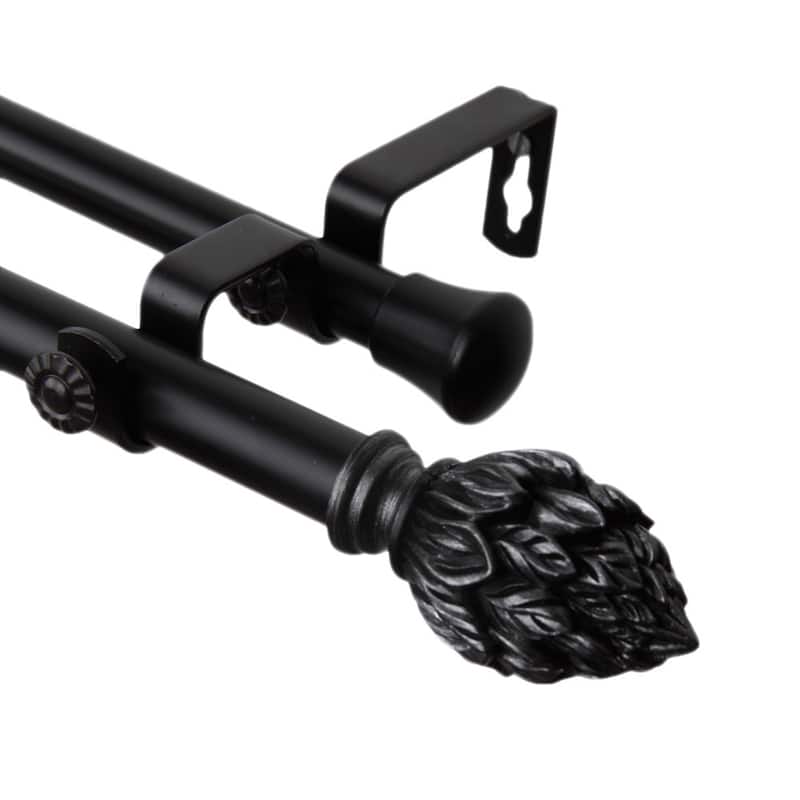 InStyleDesign Kindle Adjustable Double Curtain Rod - 28 to 48 inches - Black