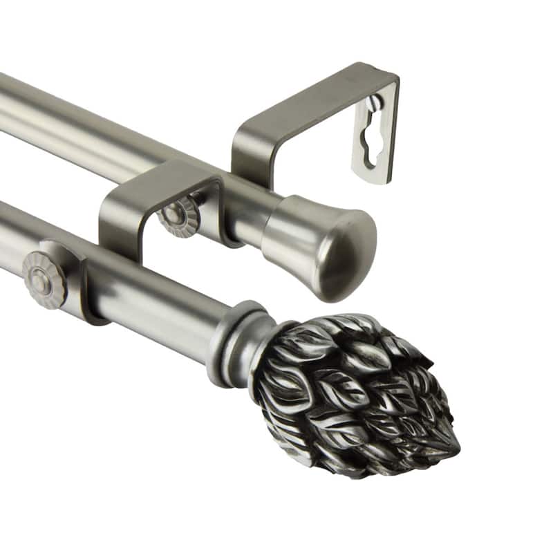 InStyleDesign Kindle Adjustable Double Curtain Rod - 28 to 48 inches - satin nickel