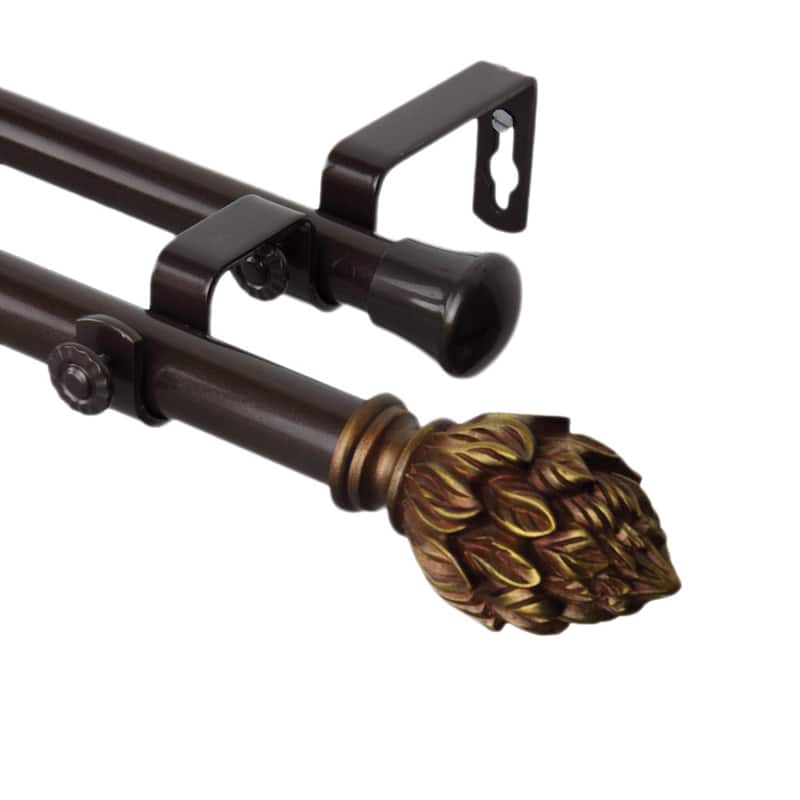 InStyleDesign Kindle Adjustable Double Curtain Rod - 28 to 48 inches - Cocoa