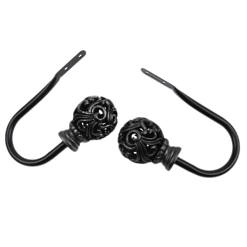 InStyleDesign Stella Curtain Holdback Pair - Black Finish - Black