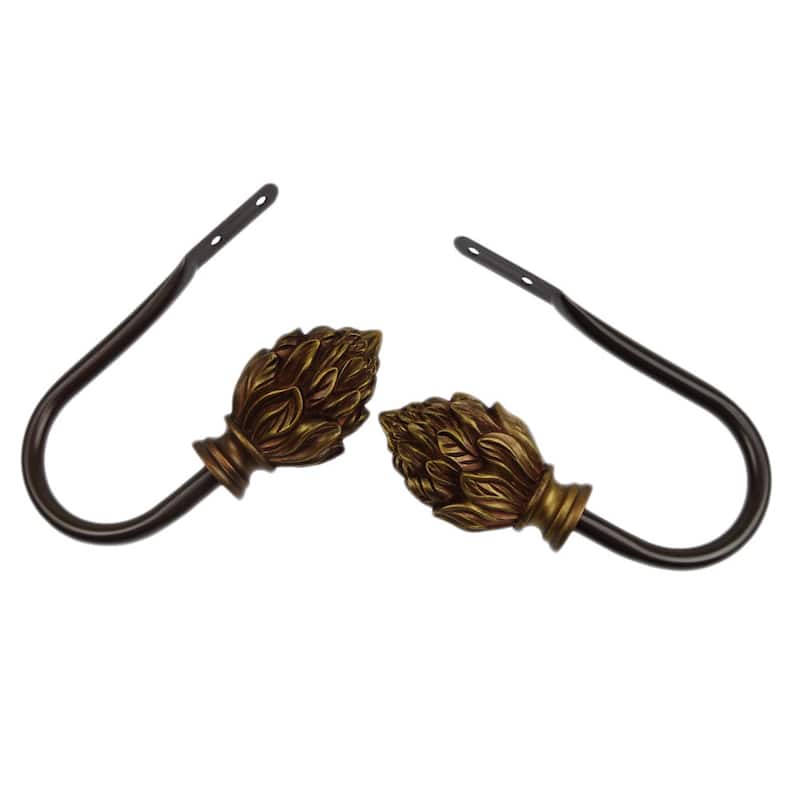 InStyleDesign Kindle Curtain Holdback Pair - n/a - Brown Finish/Mahogany Finish - Cocoa