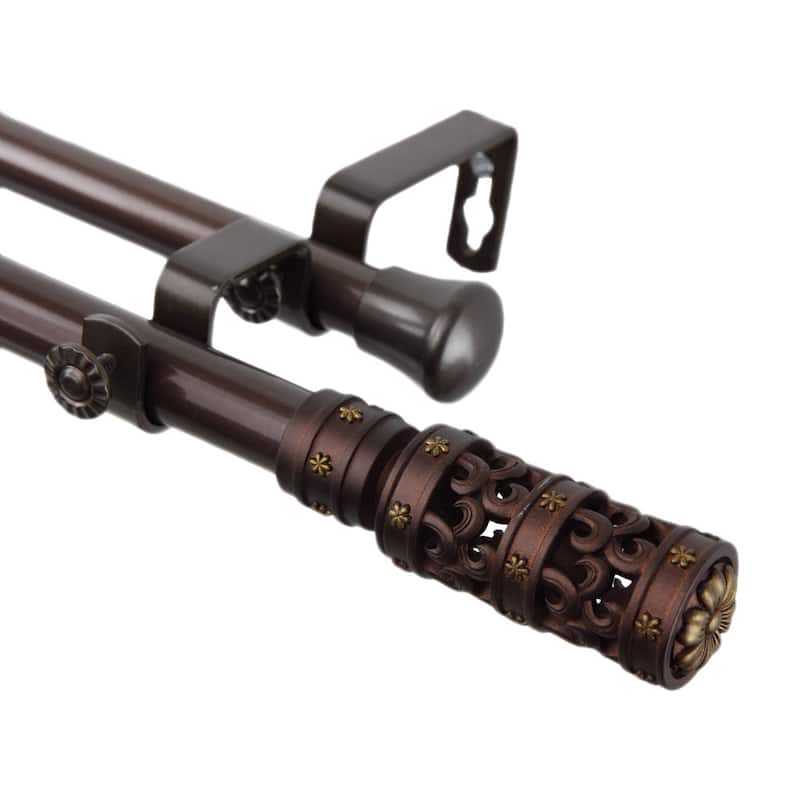 InStyleDesign Carnival Adjustable Double Curtain Rod - 28 to 48 inches - Cocoa