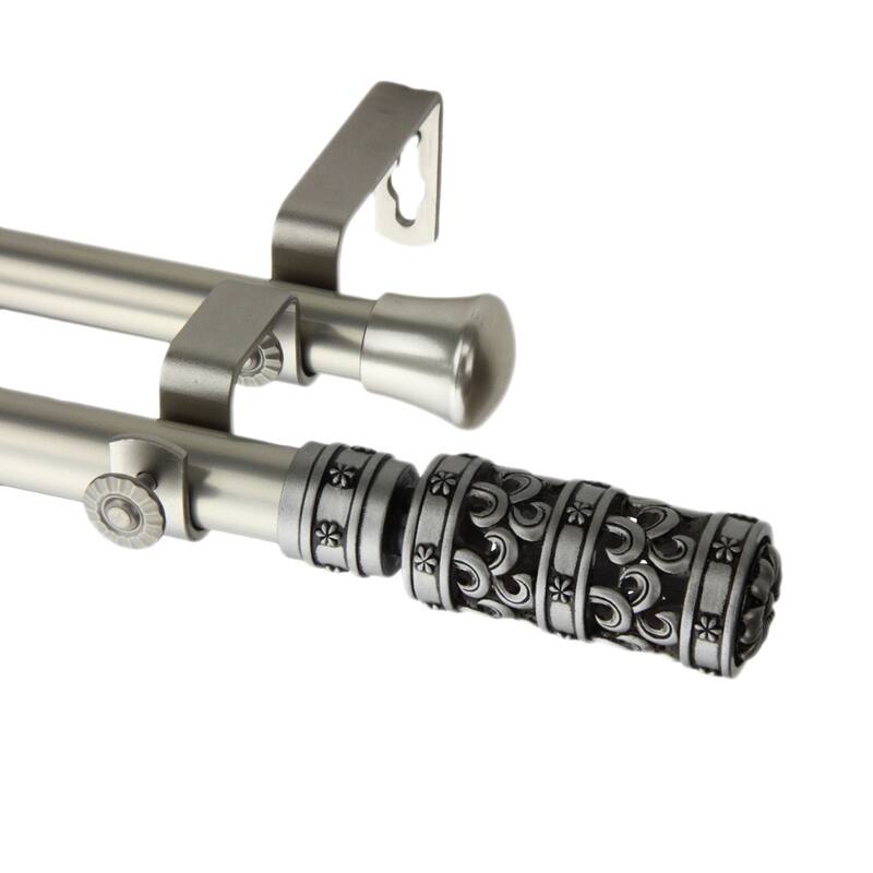 InStyleDesign Carnival Adjustable Double Curtain Rod - 28 to 48 inches - satin nickel