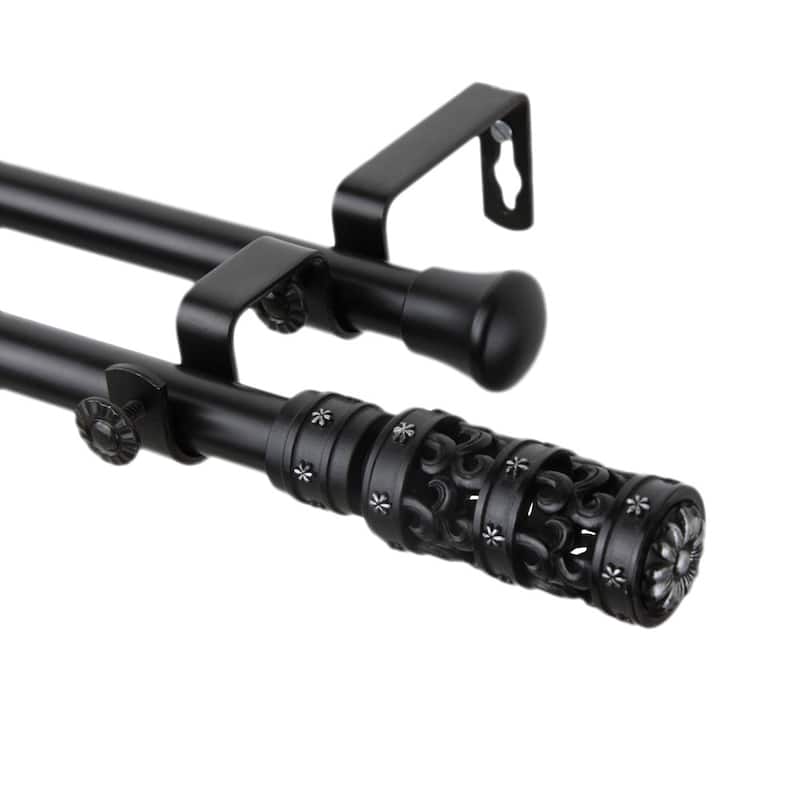 InStyleDesign Carnival Adjustable Double Curtain Rod - 48 to 84 inch - Black