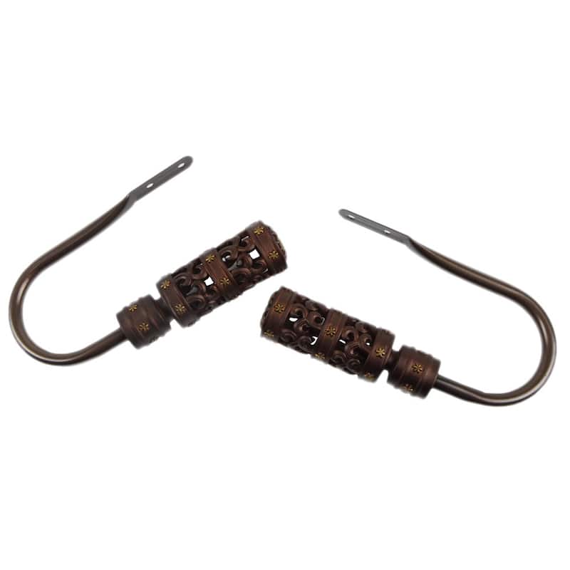 InStyleDesign Carnival Curtain Holdback Pair - n/a - Brown Finish/Mahogany Finish - Cocoa