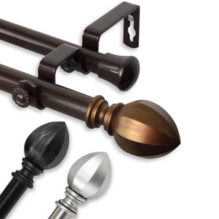 Sina Drapery Rods InStyleDesign Sienna Adjustable Double Curtain Rod - Bed Bath & Beyond ...