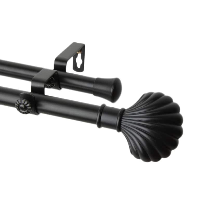 InStyleDesign Shelly Adjustable Double Curtain Rod - 28 to 48 inches - Black