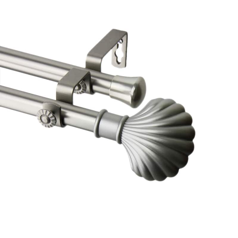 InStyleDesign Shelly Adjustable Double Curtain Rod - 28 to 48 inches - satin nickel