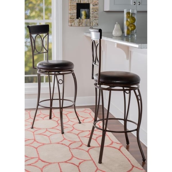 Linon Spirals Back Design Bar Stool, Brown PVC
