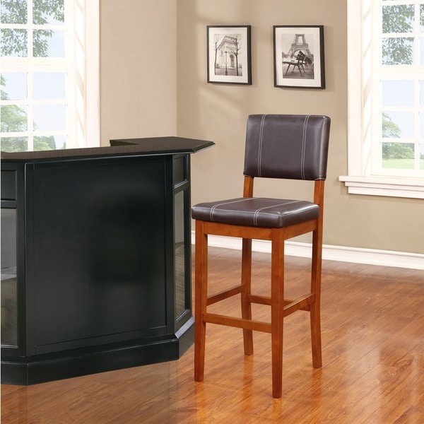 Shop Linon Lombardy Bar Stool with Dark Brown Vinyl Free Shipping