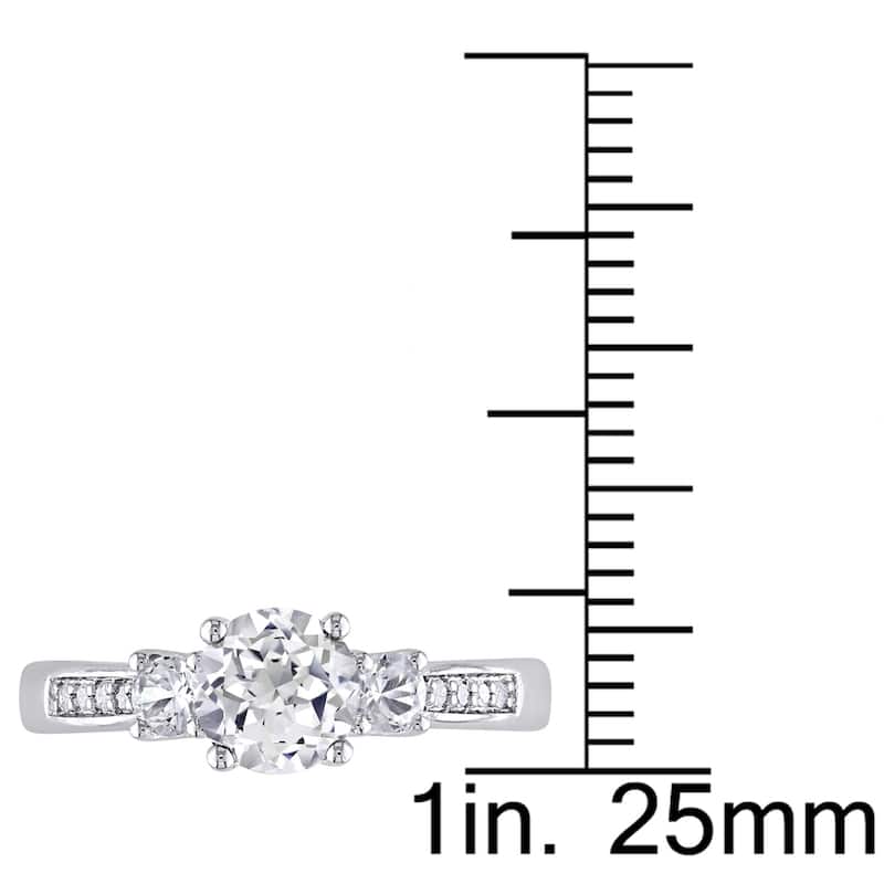 3-Stone Sapphire and Diamond 10k White Gold Engagement Ring by Miadora