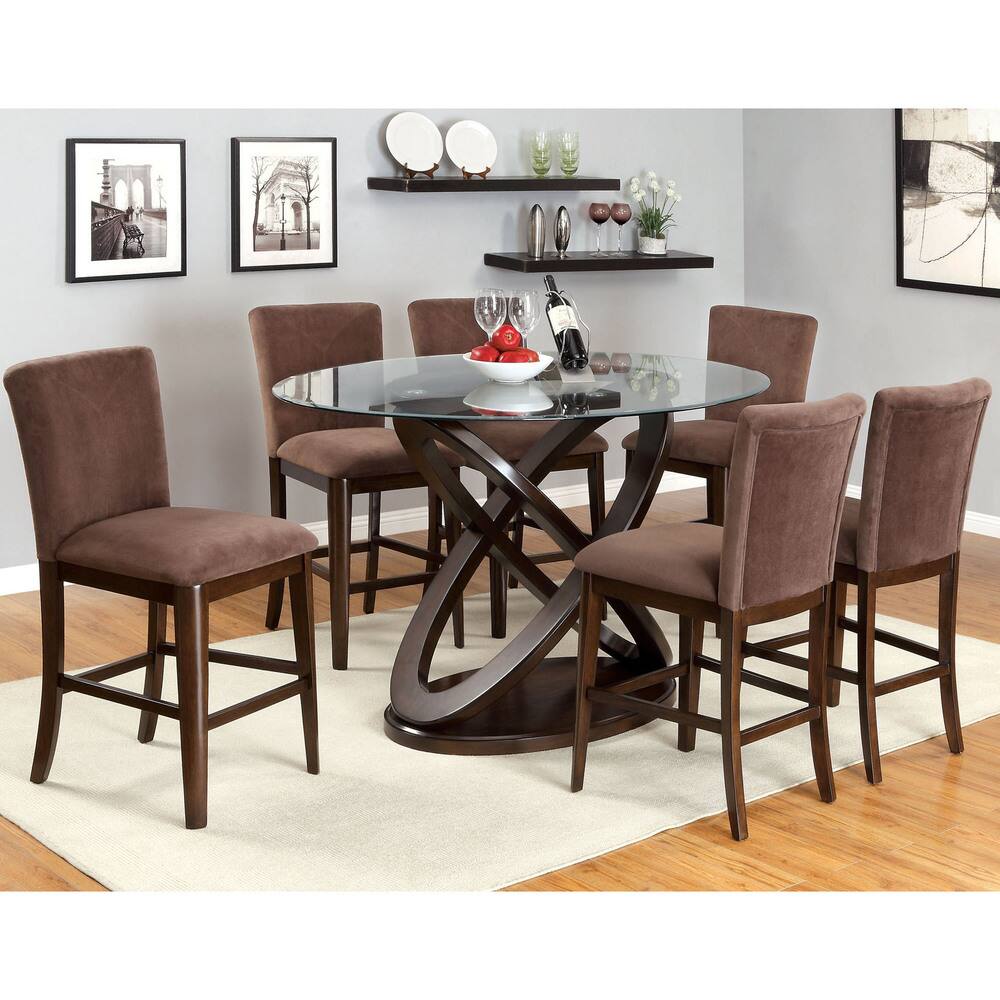 Furniture of America Keystone 7-Piece Oval Counter Height Dining Set