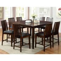 Furniture Of America Lopp Walnut 9 Piece Counter Height Dining Set Overstock 9273605