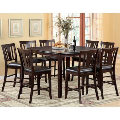 Betsy Contemporary Espresso Faux Leather 9-Piece Counter Height Dining Set by Furniture of America
