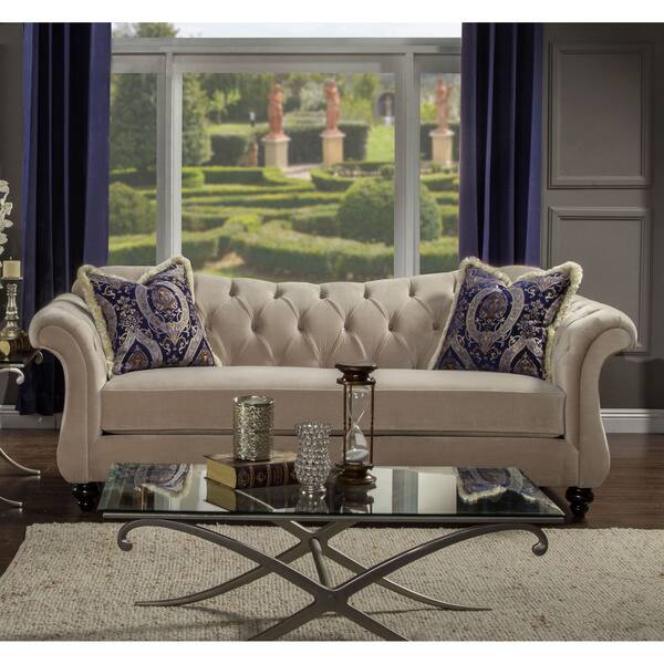 Shop Furniture Of America Perm Traditional Fabric Tufted Sofa On