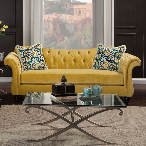 Shop Furniture of America Agatha Traditional Tufted Sofa ...