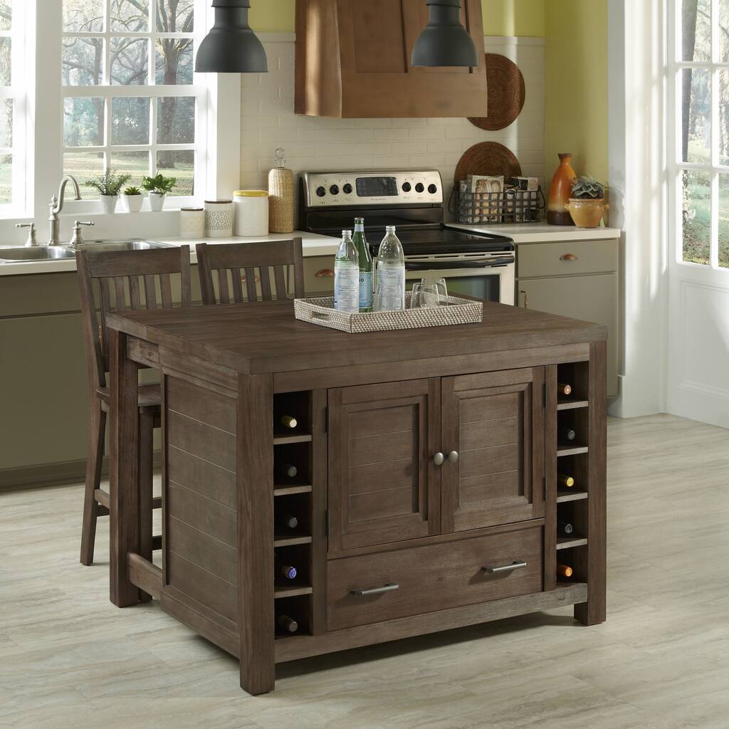 Barnside Kitchen Island and Two Stools by Home Styles