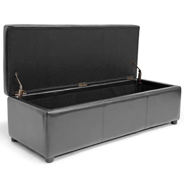 Copper Grove Apalachicola Black Bonded Leather Storage Bench Ottoman