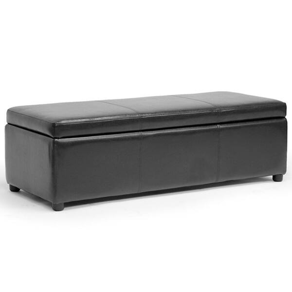Copper Grove Apalachicola Black Bonded Leather Storage Bench Ottoman