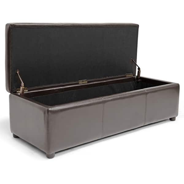 Copper Grove Apalachicola Dark Brown Bonded Leather Storage Bench Ottoman