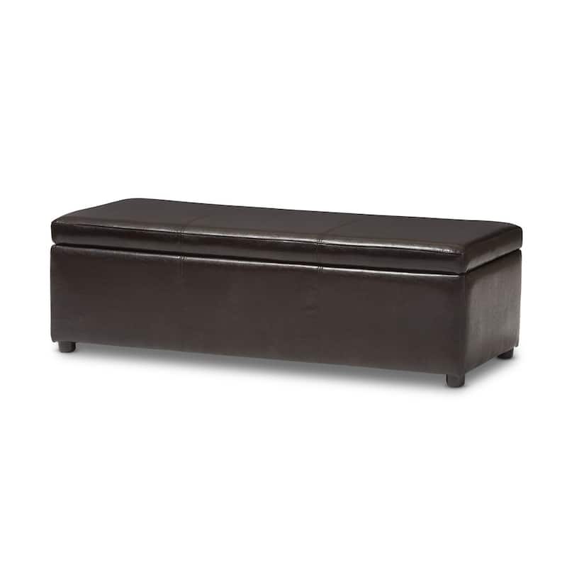 Copper Grove Apalachicola Dark Brown Bonded Leather Storage Bench Ottoman