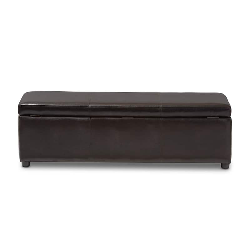 Copper Grove Apalachicola Dark Brown Bonded Leather Storage Bench Ottoman