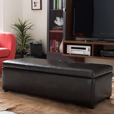 Copper Grove Apalachicola Dark Brown Bonded Leather Storage Bench Ottoman