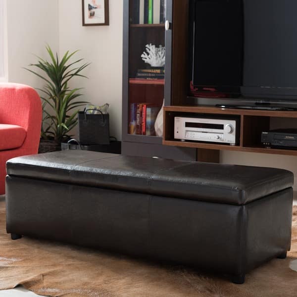 Copper Grove Apalachicola Dark Brown Bonded Leather Storage Bench Ottoman