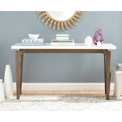 SAFAVIEH Mid-Century Modern Josef White/ Dark Brown Lacquer Console Table - 59" x 17.6" x 31.5"