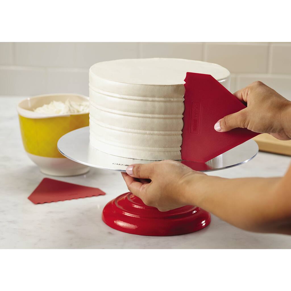 Cake Boss Decorating Tools 2-piece Red Plastic Icing Comb Set