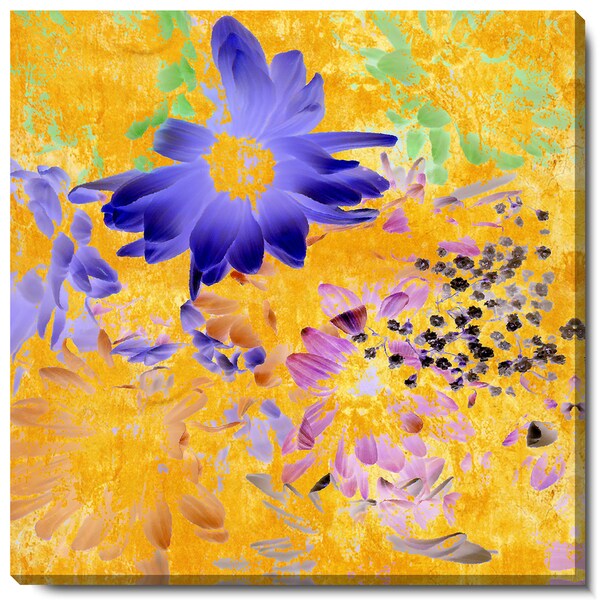 Studio Works Modern 'Blue Daisy Cups' Fine Art Gallery Wrapped Canvas