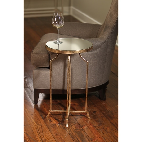 Old World Round Mirrored End Table