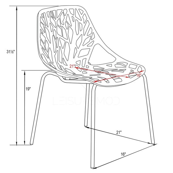 LeisureMod Asbury Modern Open Back Chrome Dining Side Chair